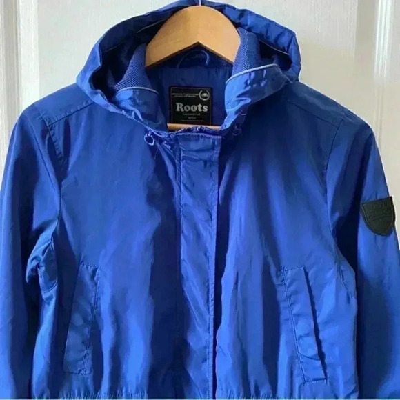 Roots Canada Windbreaker Jacket Lightweight Hooded Zip Up Cobalt Blue XS - Picture 4 of 15